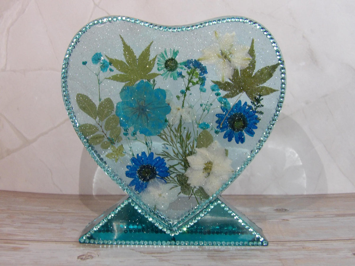 Bedazzled Flower Inlayed Heart